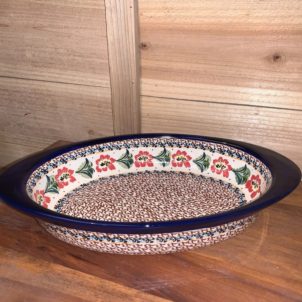 Polish Pottery Oval Serving Dish Handmade by Zaklady Boleslawiec 13